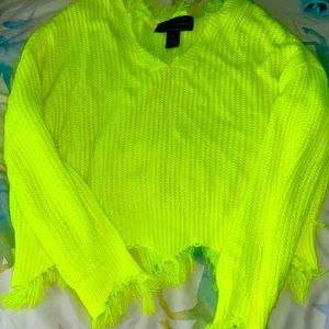 Lime green fringe sweatshirt